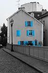 house, pane, blue