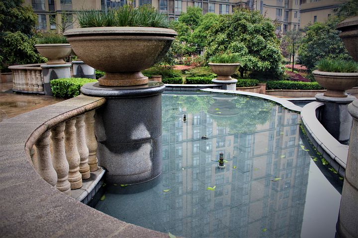 Asian style garden fountain