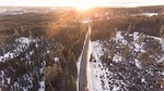 aerial, road, sunset