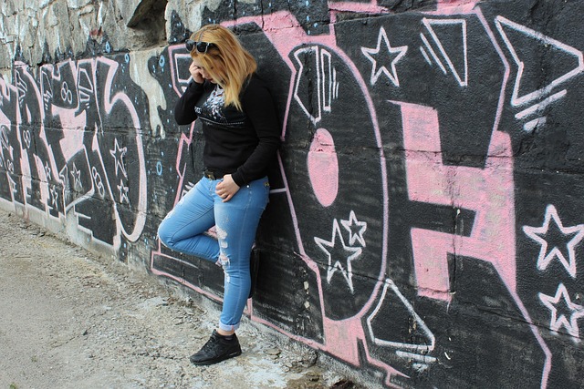 Ung Kvinde, Graffiti, Positur, Foto