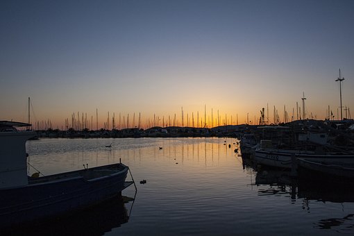 Alghero, Puerto, Atardecer, Panorama