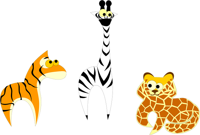 Free zoo tiger giraffe illustration