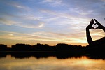 sunset, lake on fire, lake