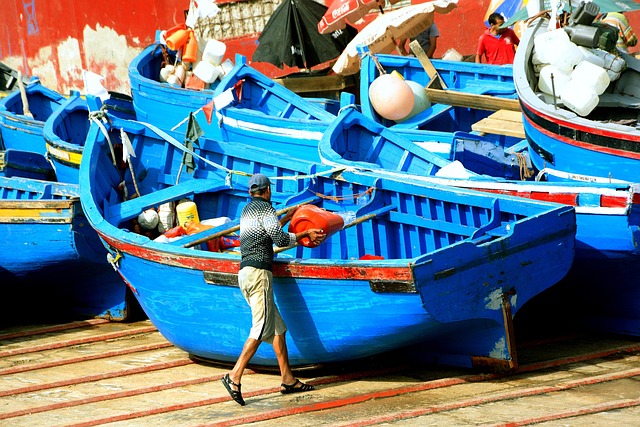 Port, Imsouane, Marokko, Fischer, Blau