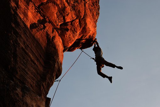 登山, ロック クライミング, オーバー ハング, ロープ, 保護