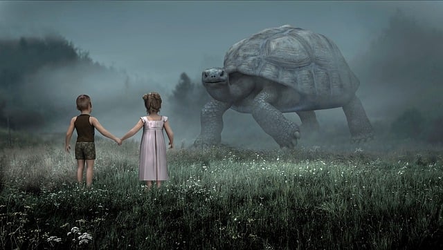 Free children tortoise fantasy illustration