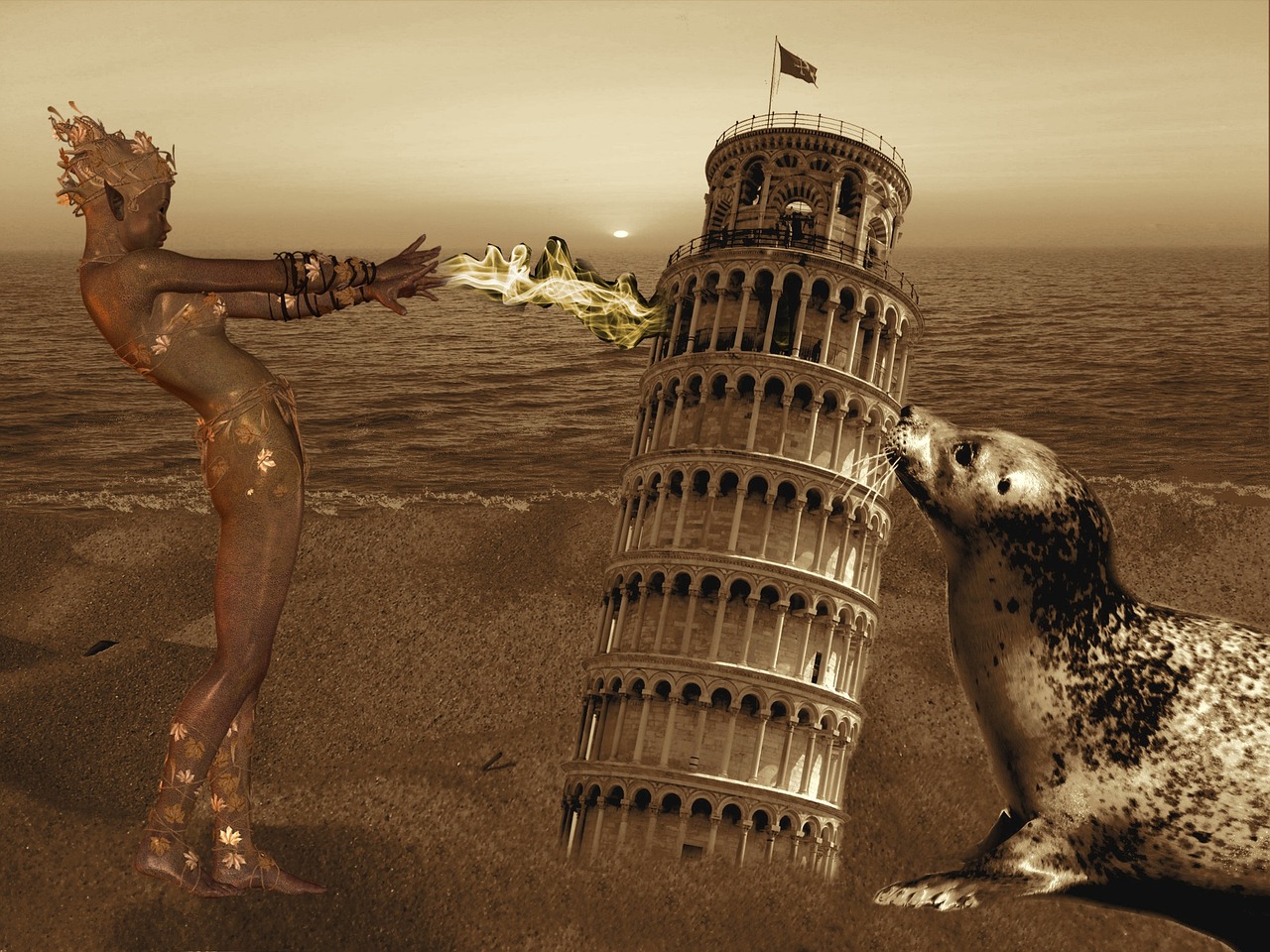 Free Fantasy Leaning Tower Of Pisa photo and picture