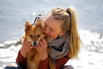 woman, dog, tip