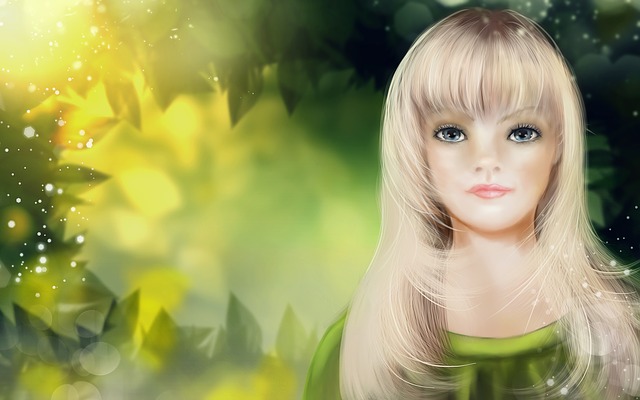 Free portrait girl spring illustration