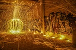 steel wool, fire, light