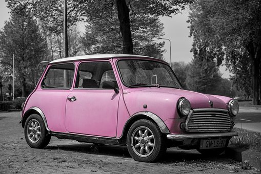 Pink, Mini, Car, Fun, Bright, Female