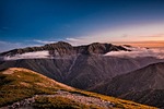 afterlight, at dusk, mountain
