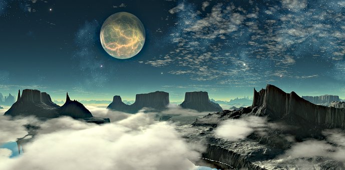 Lunar Landscape, Space, Mountains