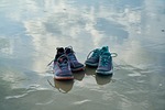 shoes, water, reflection