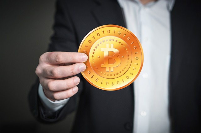 Free hand man bitcoin illustration
