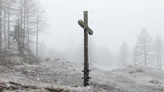 Winter, Schnee, Schneefall, Kreuz