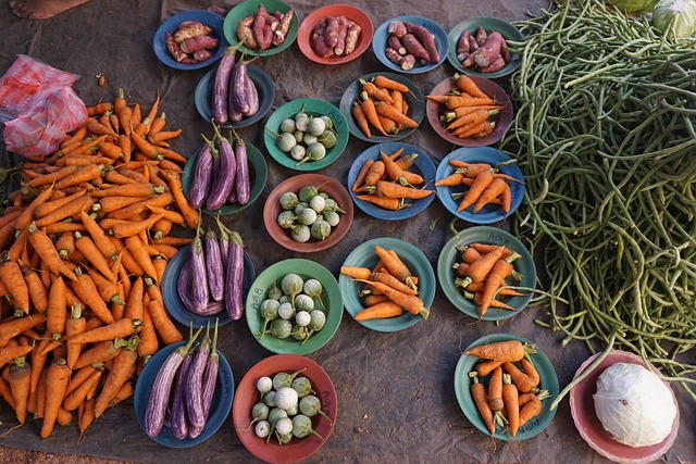 Verduras, Zanahorias, Berenjena, Mercado