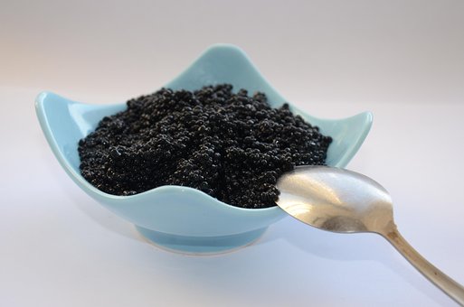 Kaviar, Tasse, Teller, Schwarz