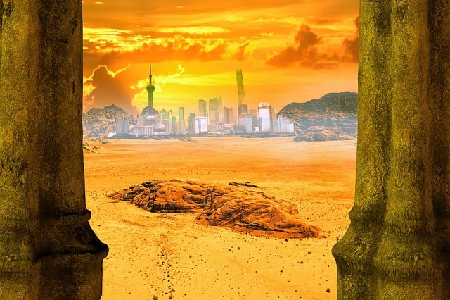 Free desert city columns illustration