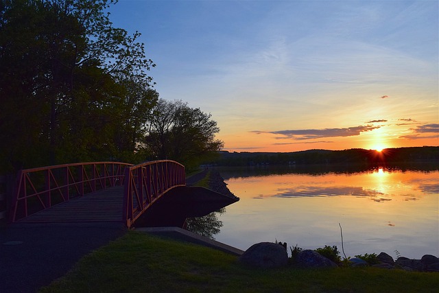 Sunset Lake Bridge - Free photo on Pixabay