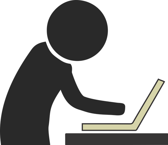 Free working computer stick person vector