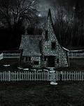 house, cottage, night