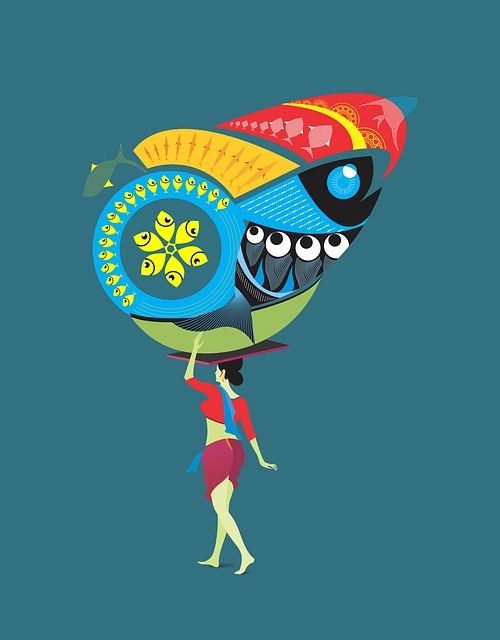 Free india fish market traditional illustration