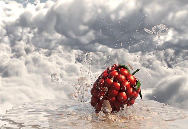 Free raspberry fruit water illustration