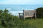 bench, seaside, view