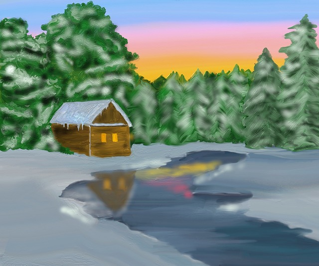 Free eisteich winter hut illustration