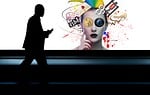 businessman, mobile phone, head