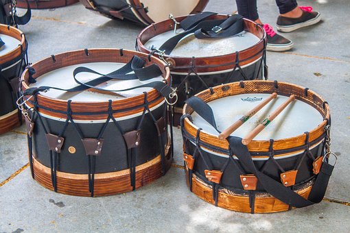 Music, Drums, Black, Wood, Rope