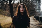 portrait, girl, in the black