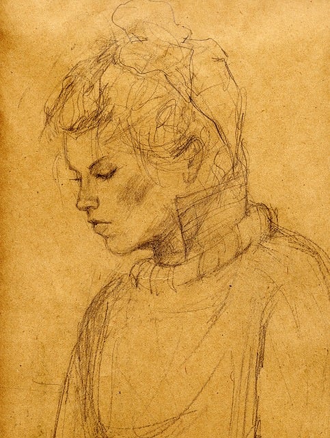 Free Pencil Drawing Sad Girl illustration and picture