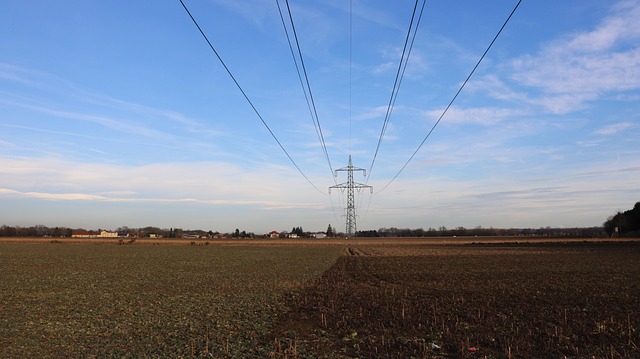 Hemel, Hoogspanningslijn, Blauw, Wolken