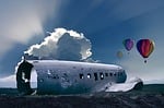 crash landing, wreck, aircraft