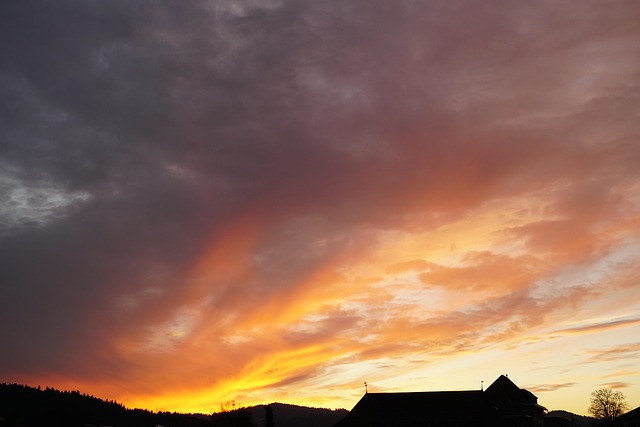 Free Evening Sky Burning Clouds photo and picture