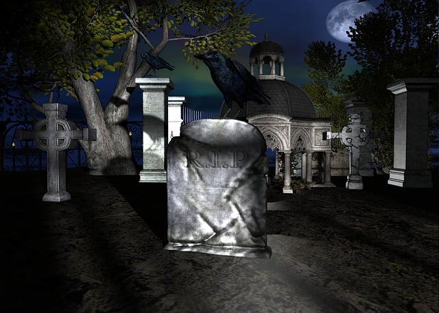 Free night graveyard tree illustration
