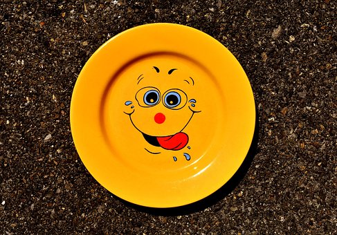 Placa, Vajilla, Smiley, Lindo, Porcelana