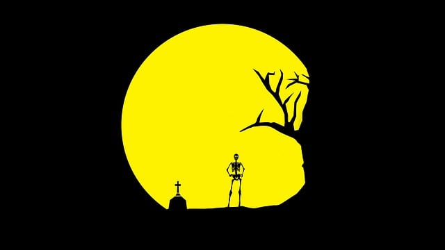 Free skull tree grave illustration