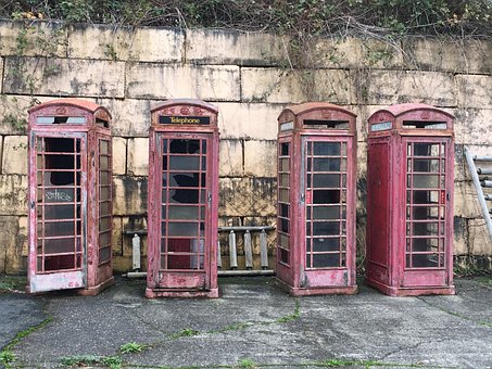 Vintage antique decay violet telephone booths as part of summary of 37 highly effective SEO tips for bloggers