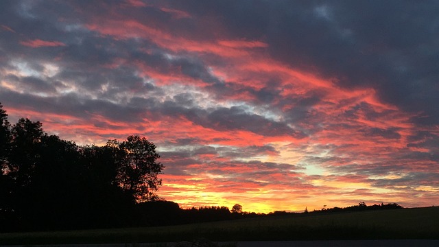 Zonsondergang, Wolken, Rood, Avondlucht