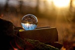 glass ball, sunset, golden hour
