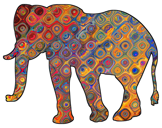 Free elephant motive decorations illustration