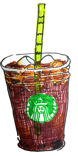 Free hand drawing coffee ice americano illustration