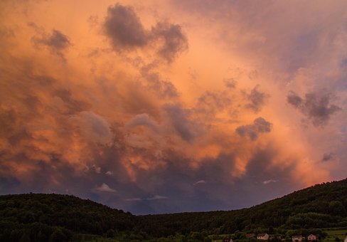 Skyer, Efterglød, Solnedgang