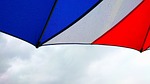 tricolor, umbrella, cloudy