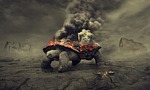 turtle, fire, lava flow