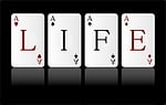 live, play, playing card