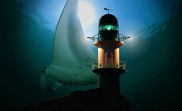 Free lighthouse beacon ocean illustration